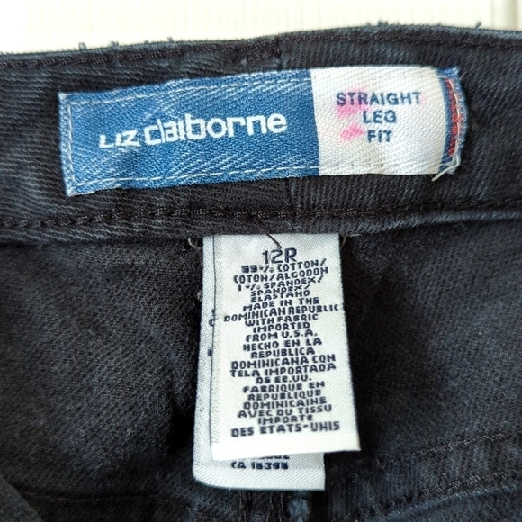 Liz Claiborne 90's Vintage High Waisted Relaxed Fit Straight Leg Jeans Black 12 - Picture 8 of 14
